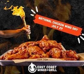 East Coast Wings + Grill Celebrates National Chicken Wing Day by Giving Away a Year of Free Wings