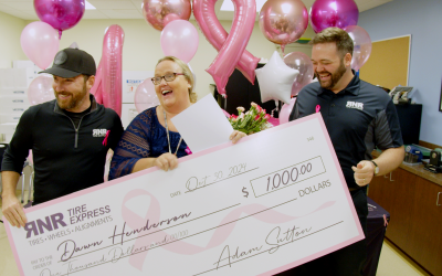 Breast Cancer Survivor Honored with RNR Tire Express’ THINK PINK Package